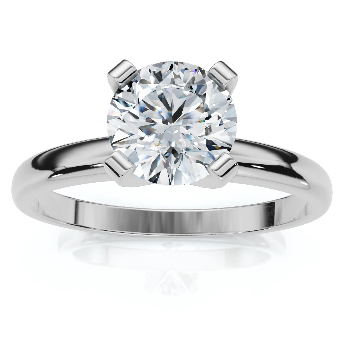 3/4ct Lab Grown Round Diamond Solitaire Engagement Ring 14k White Gold (F-G, VS2-SI1)