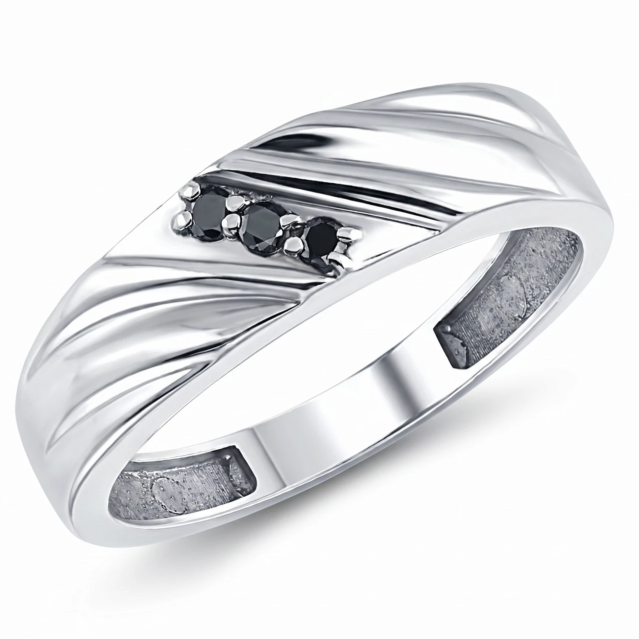 Black Diamond Ring Men's 14k White Gold (Black, I2-I3)
