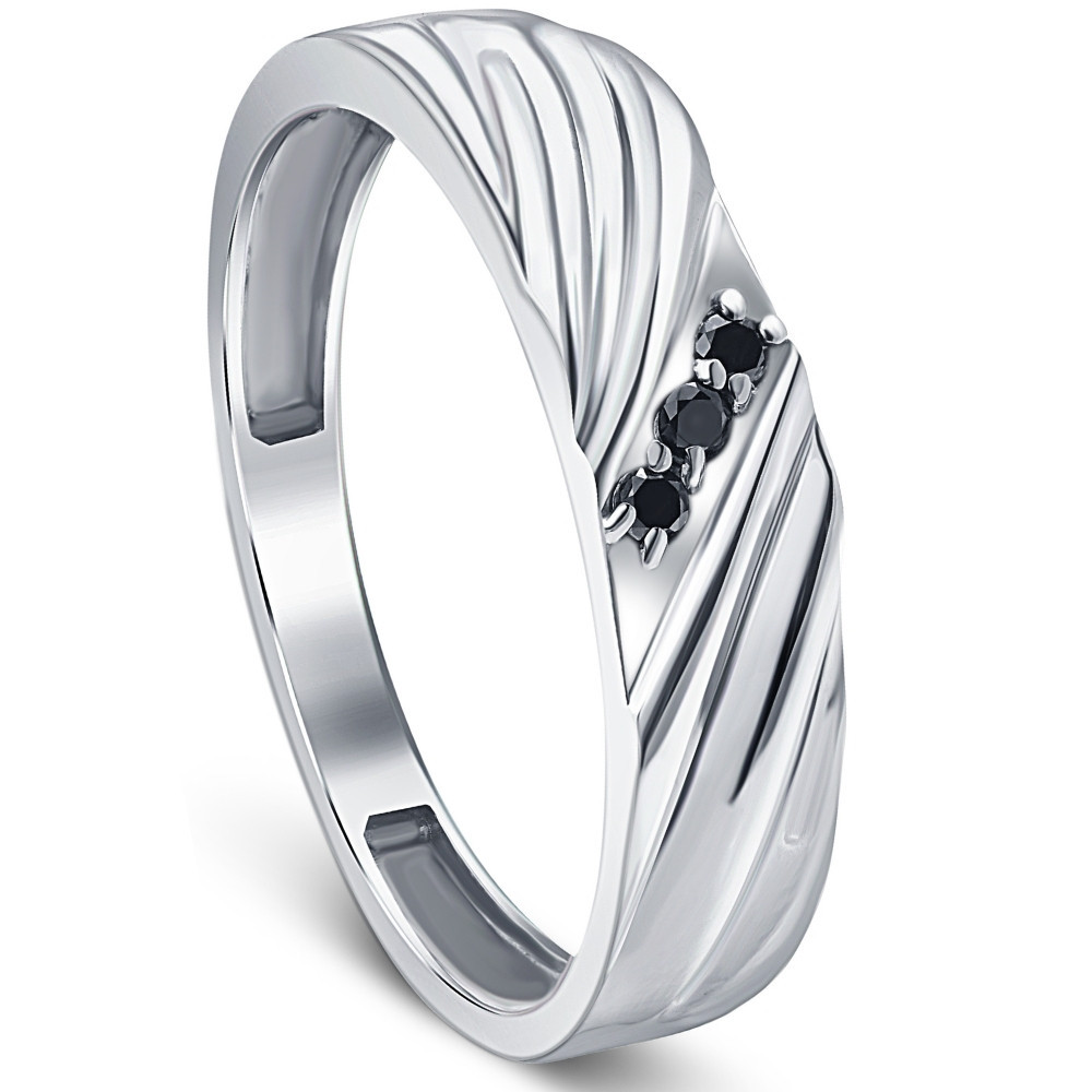Black Diamond Ring Men's 14k White Gold (Black, I2-I3)