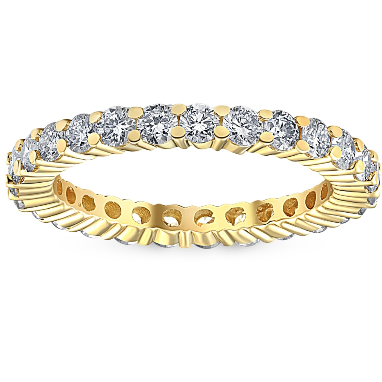 1 1/2 Ct Diamond Eternity Ring 14k Yellow Gold Lab Grown (G-H, SI)
