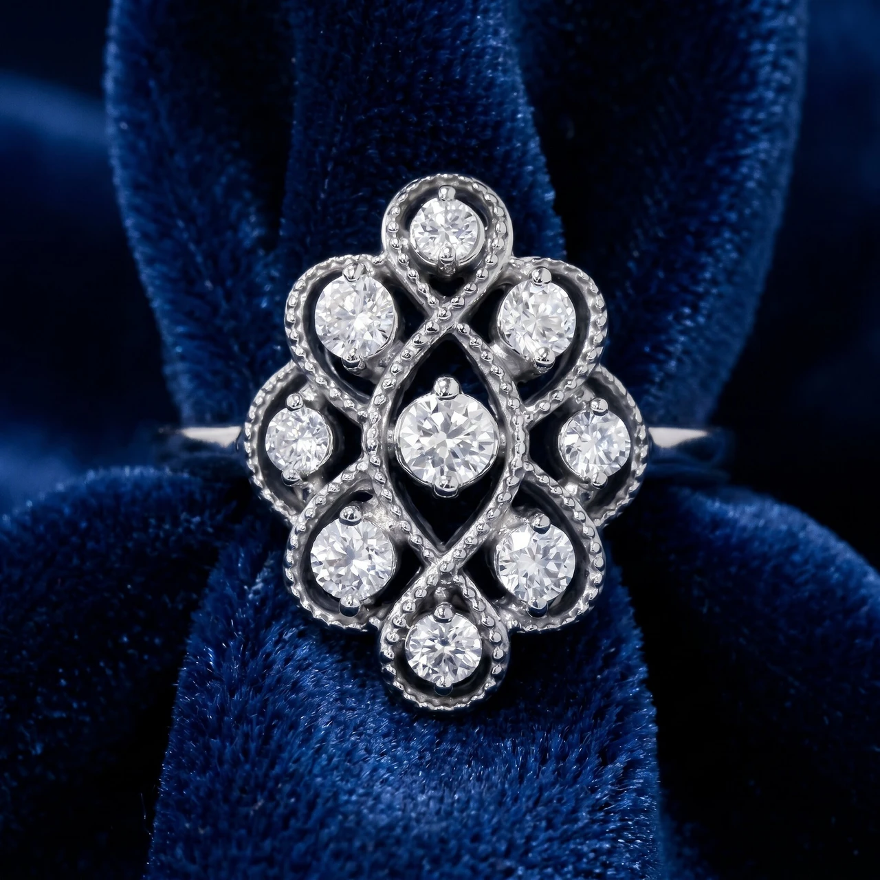 5/8ct Vintage Style Diamond Ring 14K White Gold (G-H, I1)