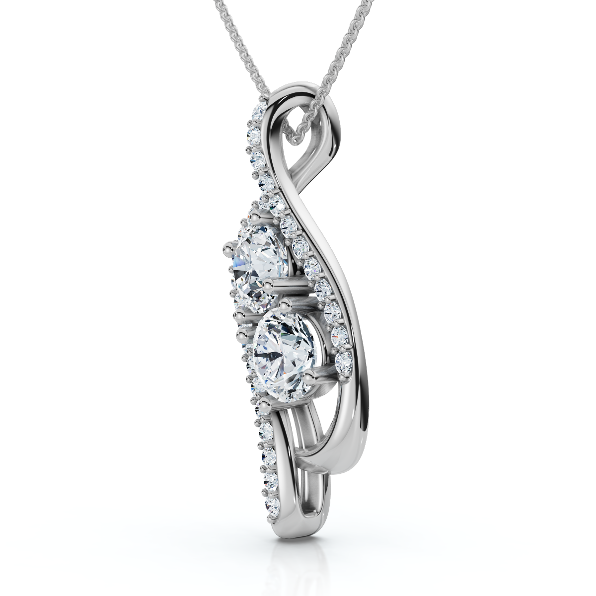 1 1/2 ct Two Stone Forever Us Diamond Pendant 14k White Gold 1" Tall (I-J, I1)