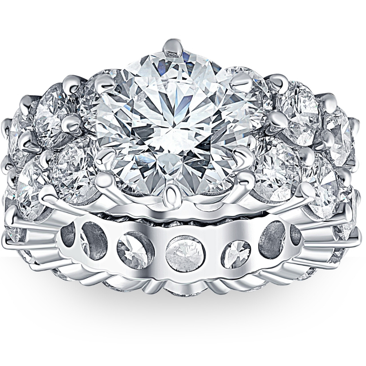 9 1/2Ct TW Diamond Eternity Engagement Wedding Ring Set 14k White Gold Lab Grown (G-H, VS) 9 1/2Ct TW Diamond Eternity Engagement Wedding Ring Set 14k White Gold Lab Grown (G-H, VS)
