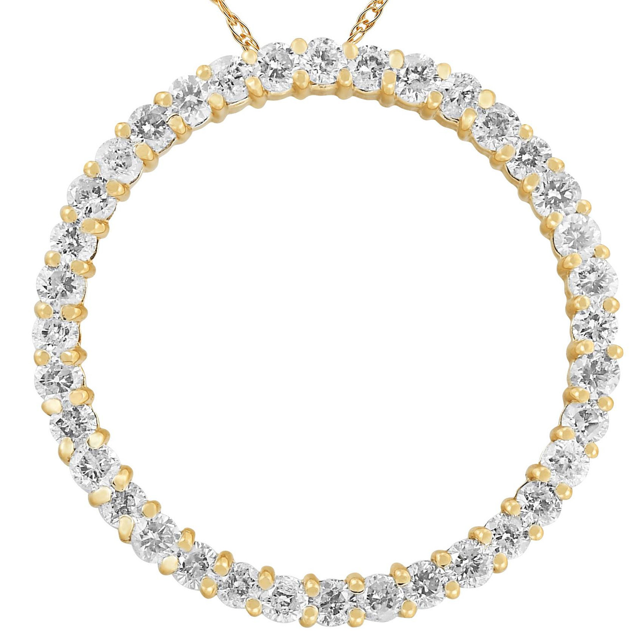 2ct Circle Eternity 14K Yellow Gold Diamond Pendant (G-H, I2-I3) 2ct Circle Eternity 14K Yellow Gold Diamond Pendant (G-H, I2-I3)