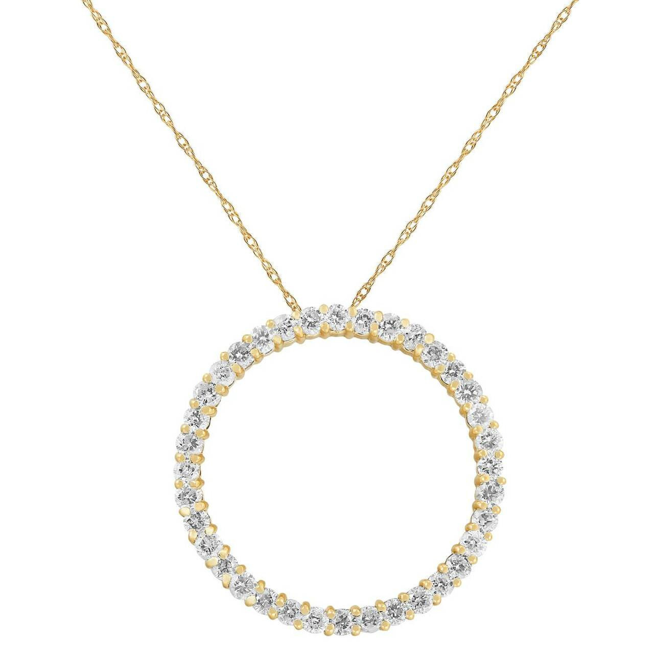 2ct Circle Eternity 14K Yellow Gold Diamond Pendant (G-H, I2-I3)