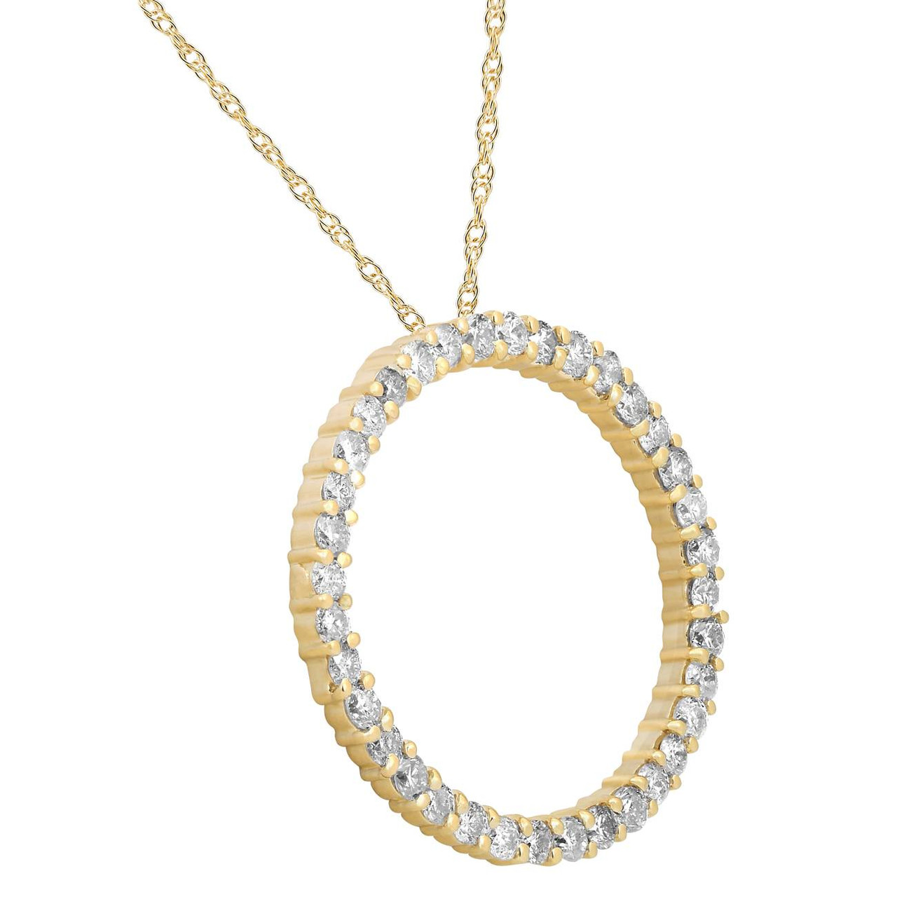 2ct Circle Eternity 14K Yellow Gold Diamond Pendant (G-H, I2-I3) 2ct Circle Eternity 14K Yellow Gold Diamond Pendant (G-H, I2-I3)