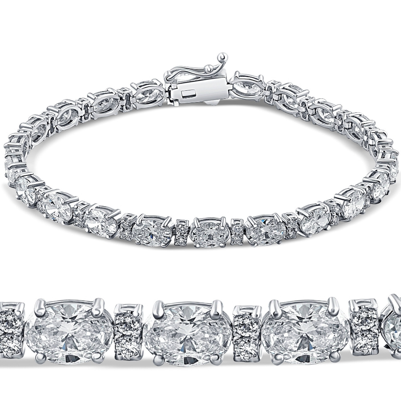 Bracelet - 8 Carat Round Diamond Tennis Bracelet Platinum - BR94PL-9