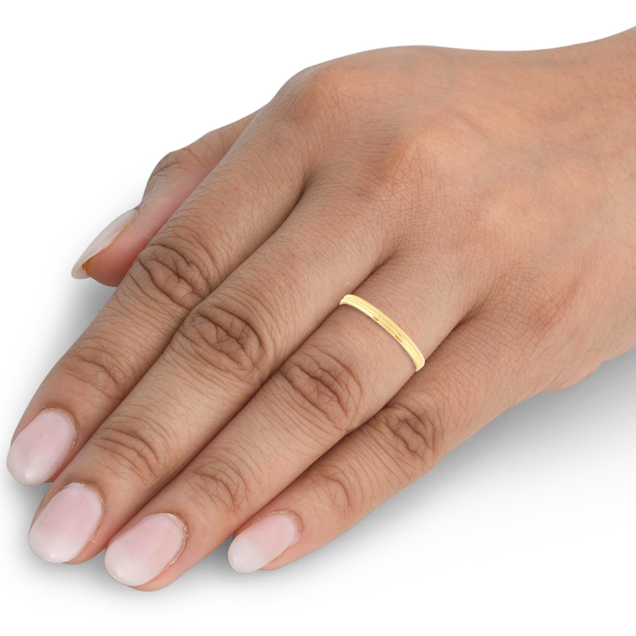 14K Yellow Gold 2mm Milgrain Wedding Comfort Ring Band