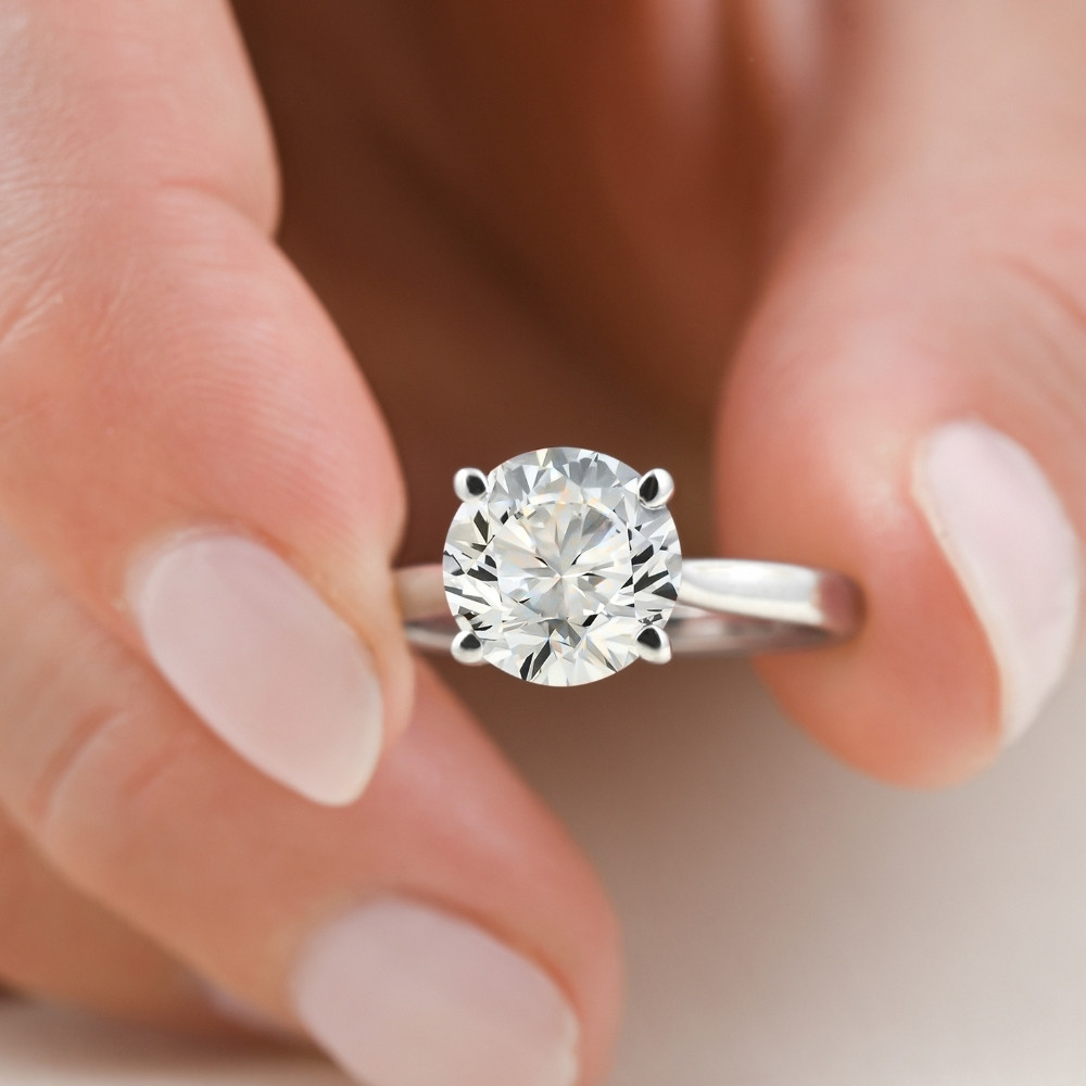 3 Ct Diamond Solitaire Lab Grown Engagement Ring in 14k White Gold (F-G, VS)