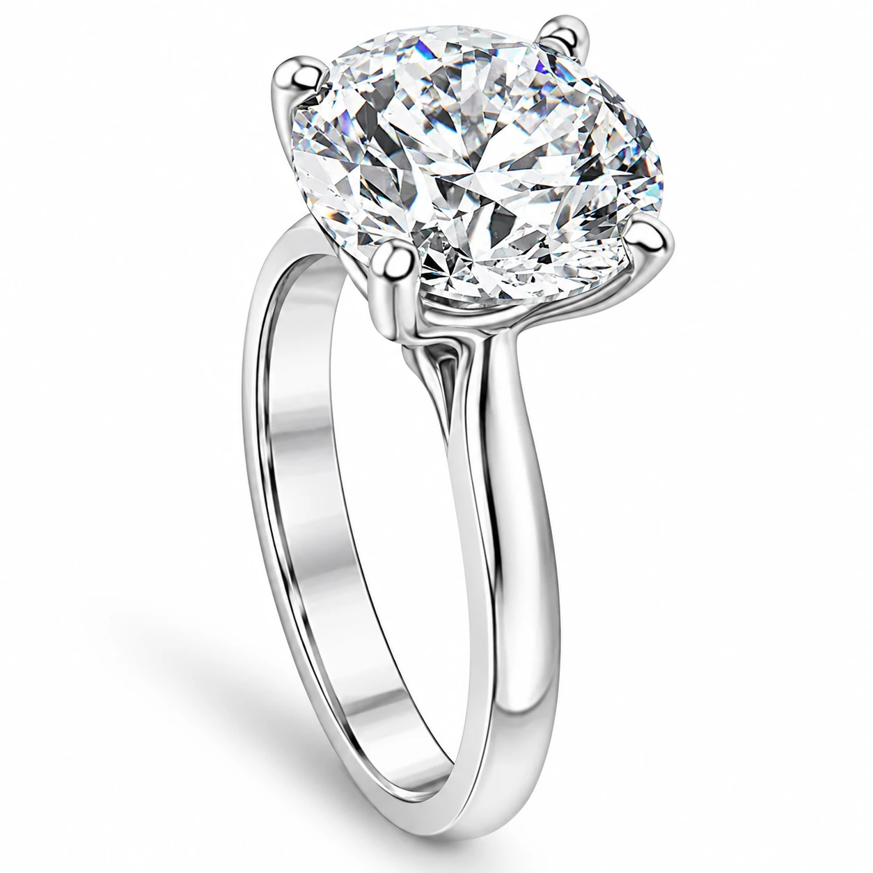 3 Ct Diamond Solitaire Lab Grown Engagement Ring in 14k White Gold (F-G, VS)