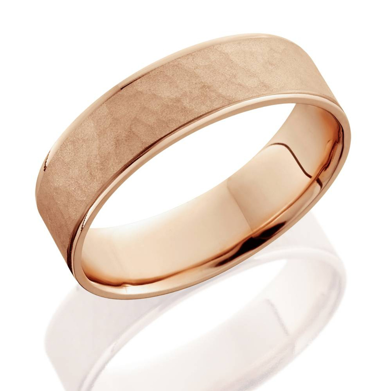 14k Rose Gold Hammered Comfort Fit Wedding Band 14k Rose Gold Hammered Comfort Fit Wedding Band