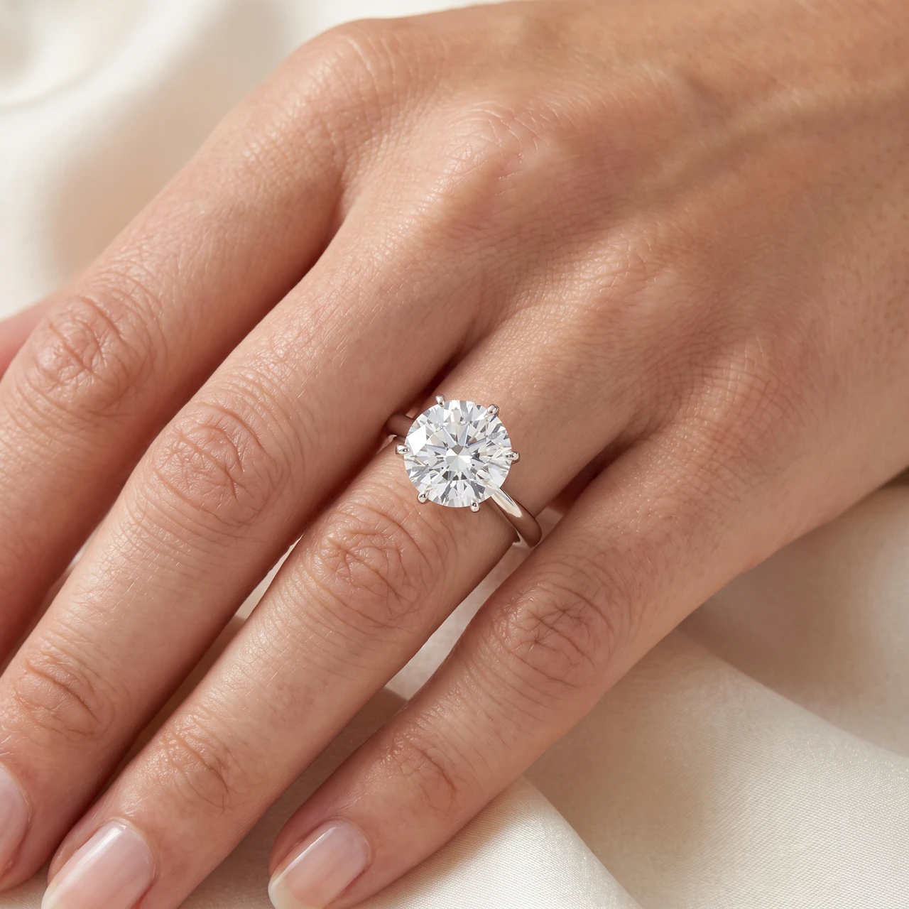 Platinum 3Ct Certified Diamond Solitaire Engagement Ring Lab Grown (G-H, VVS)