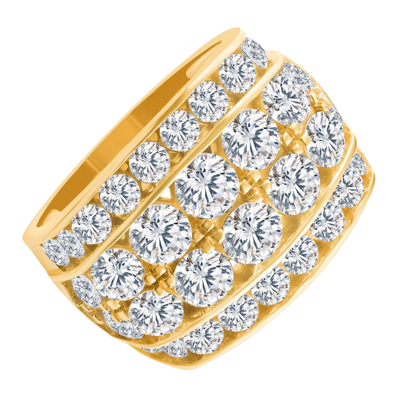 7Ct Diamond Men's Four Row Anniversary Ring in 10k Yellow Gold (H-I, I1)