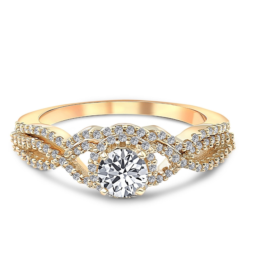 3/4 Ct Diamond Engagement Infinity Wedding Ring Set 14k Yellow Gold (H-I, I2-I3)