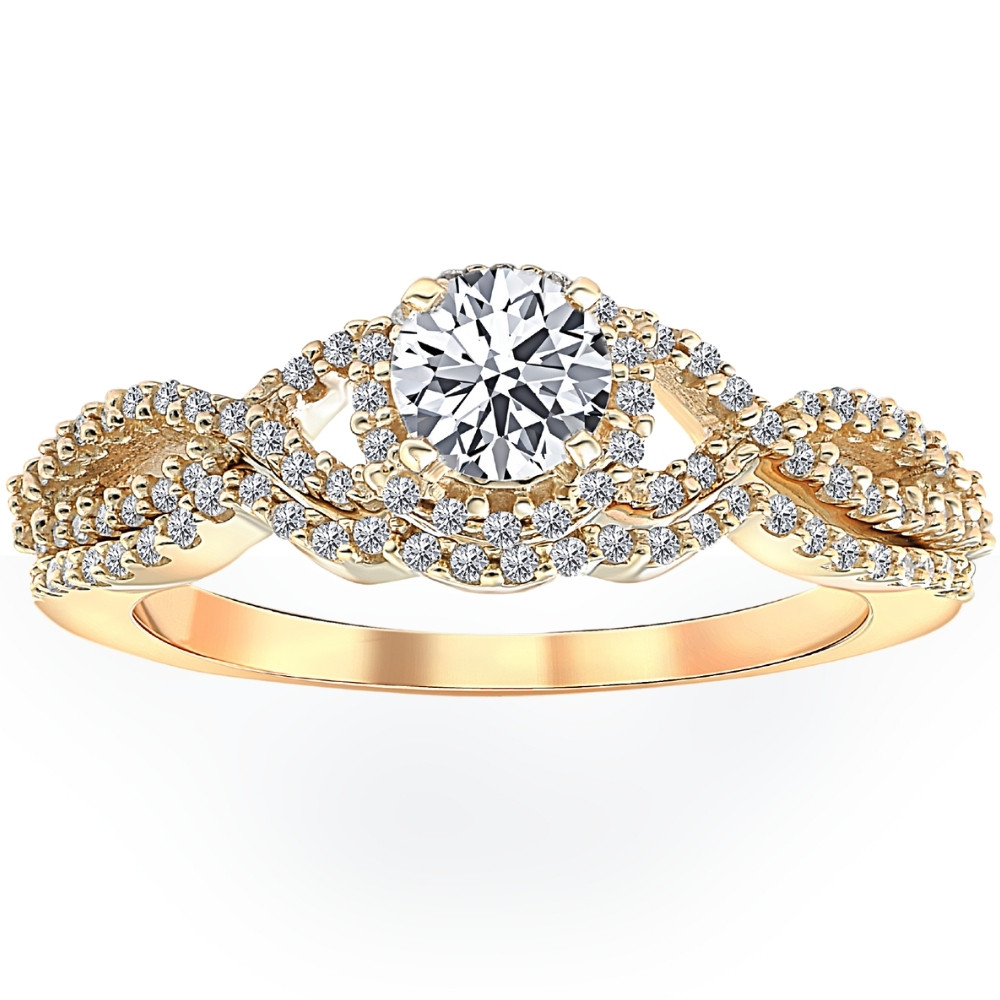 3/4 Ct Diamond Engagement Infinity Wedding Ring Set 14k Yellow Gold (H-I, I2-I3)