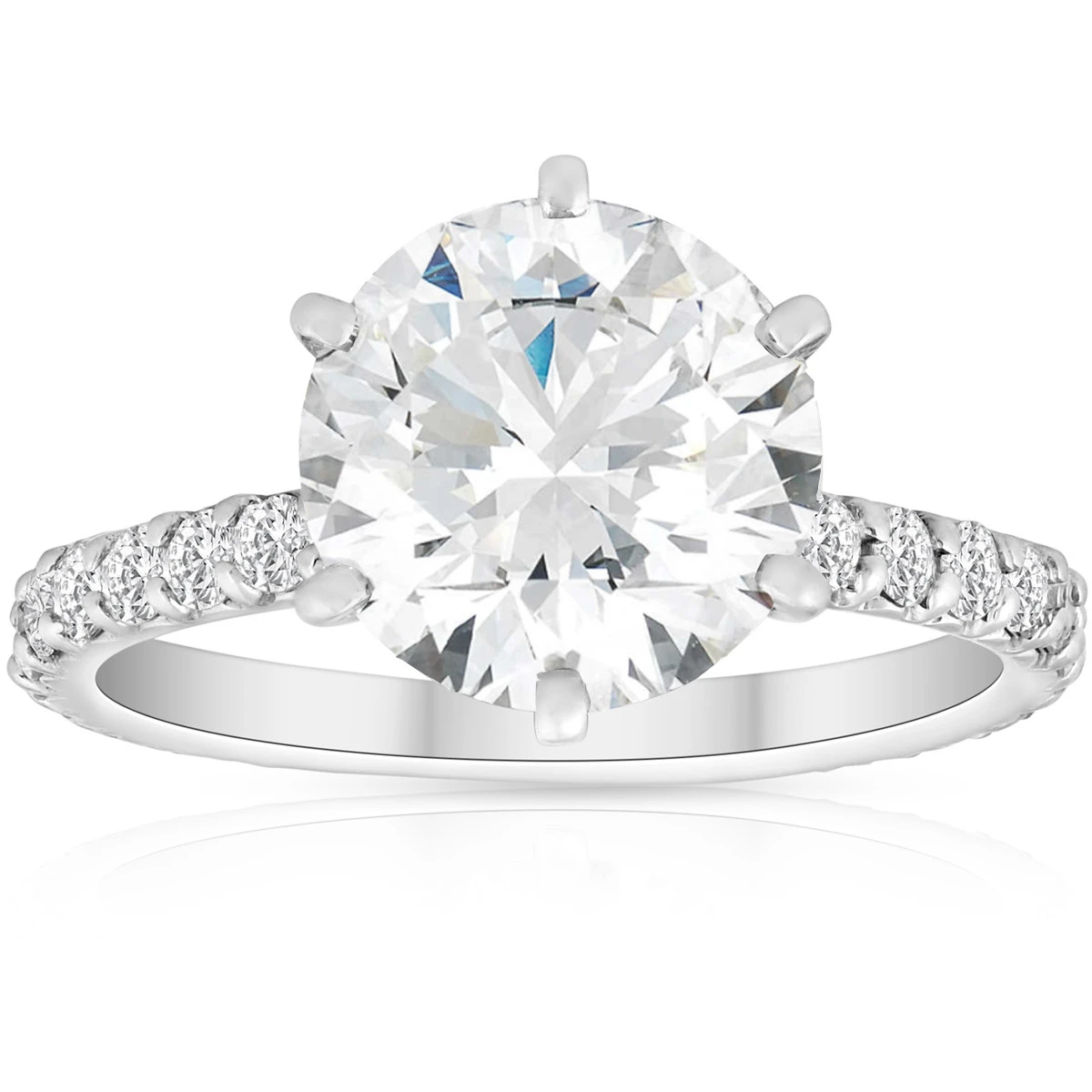 3 3/4Ct Lab Grown Diamond Engagement Ring 14k White Gold (G-H, VS2-SI1)
