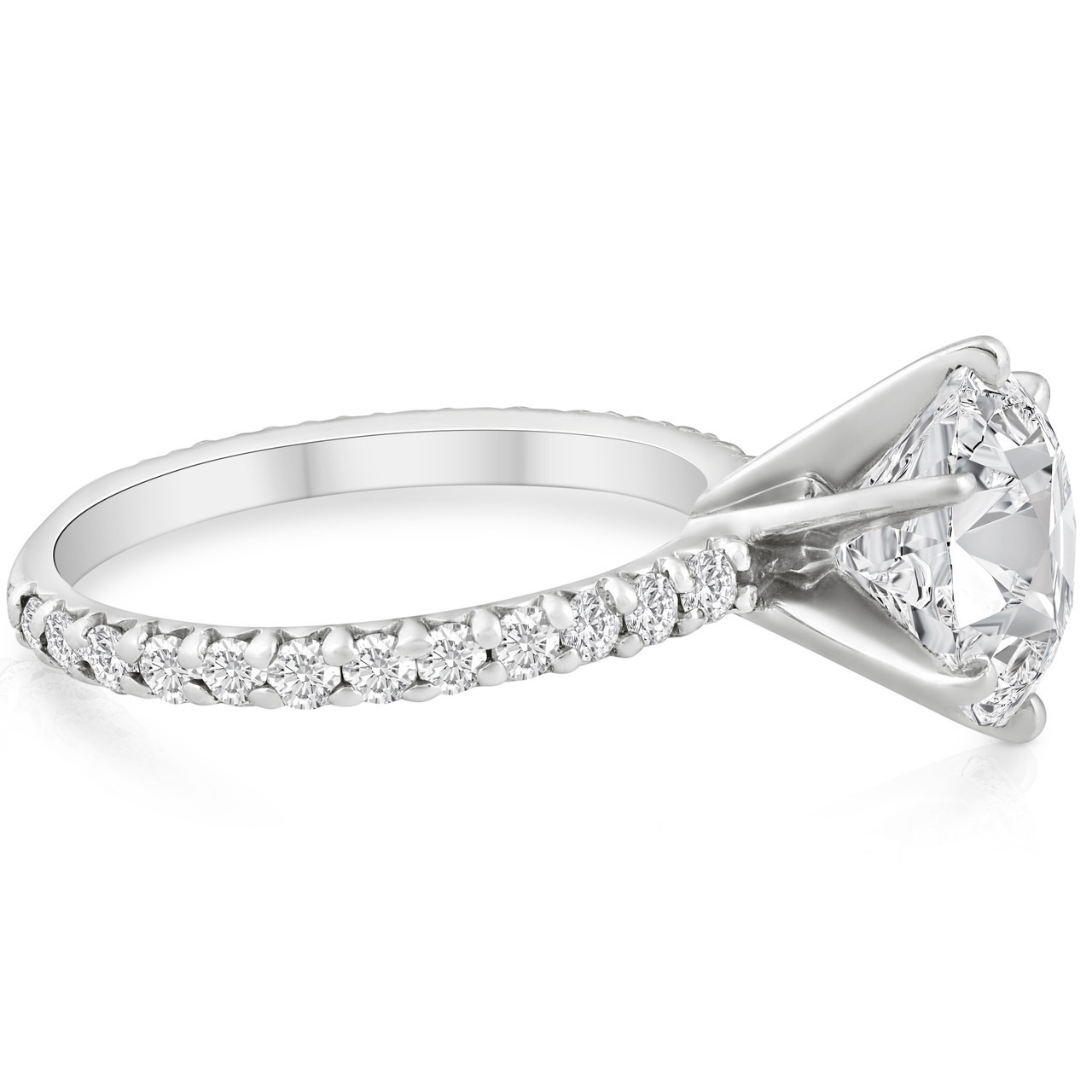 3 3/4Ct Lab Grown Diamond Engagement Ring 14k White Gold (G-H, VS2-SI1)