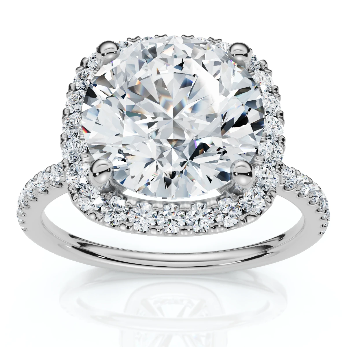 Certified 3 1/2Ct Cushion Halo Diamond Engagement Ring 14k Gold or Pt Lab Grown (F-G, VS)