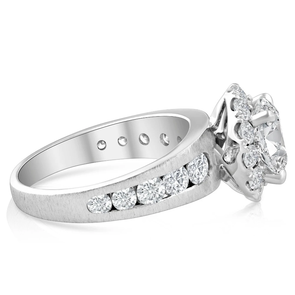 Certified 5Ct Lab Grown Diamond Halo Engagement Ring 14k White Gold (G-H, VS2-SI1)