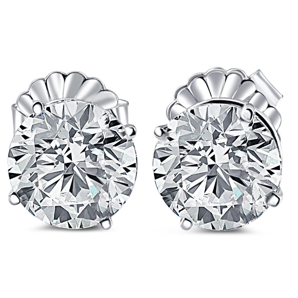 Certified 6.00CT Round Diamond Studs 14k White Gold Lab Grown (H-I, SI)