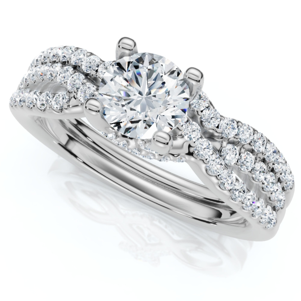 1ct Infinity Diamond Engagement Wedding Ring Set 14K White Gold (G-H, I1)