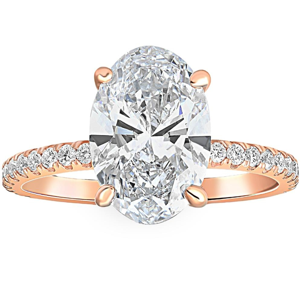 2 1/2Ct Oval Diamond Engagement Ring 14k Rose Gold Lab Grown (G-H, VS)