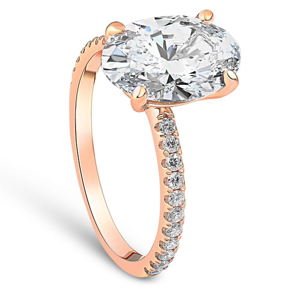 2 1/2Ct Oval Diamond Engagement Ring 14k Rose Gold Lab Grown (G-H, VS)