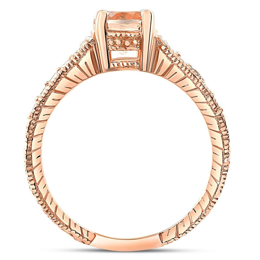 1 Ct Morganite & Diamond Vintage Engagement Ring in 14k Rose Gold (G-H, I1)