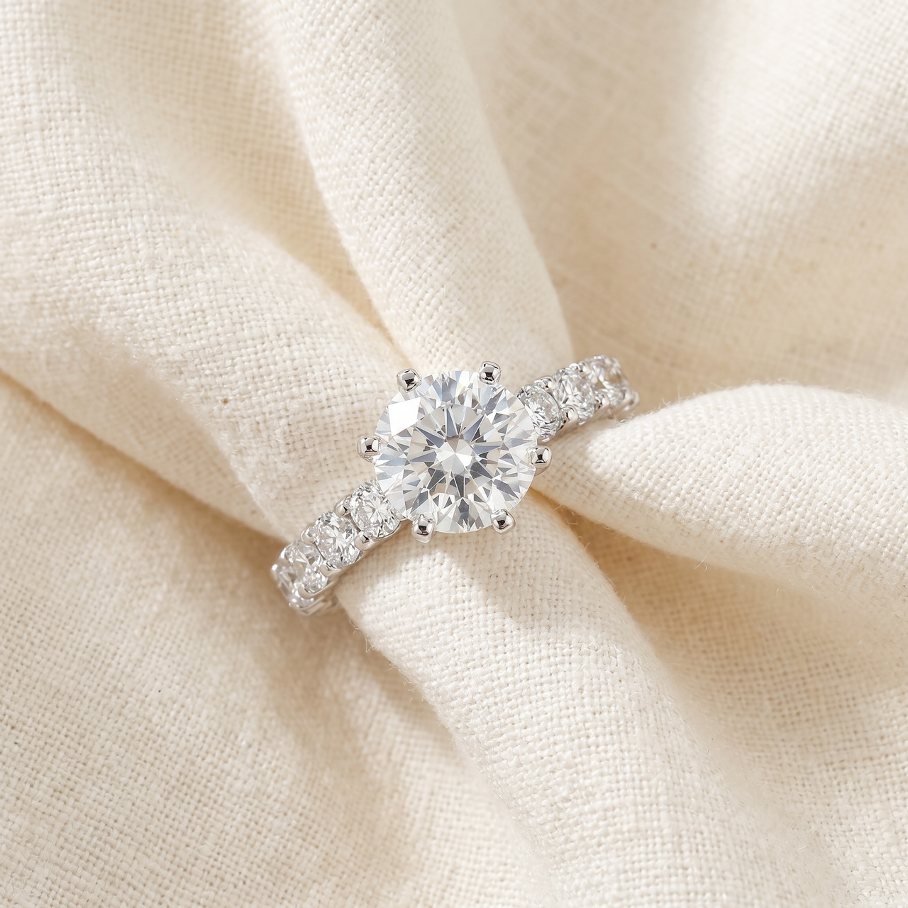 Certified 5 1/2Ct Diamond Eternity Engagement Ring 14k White Gold Lab Grown (G-H, VS)