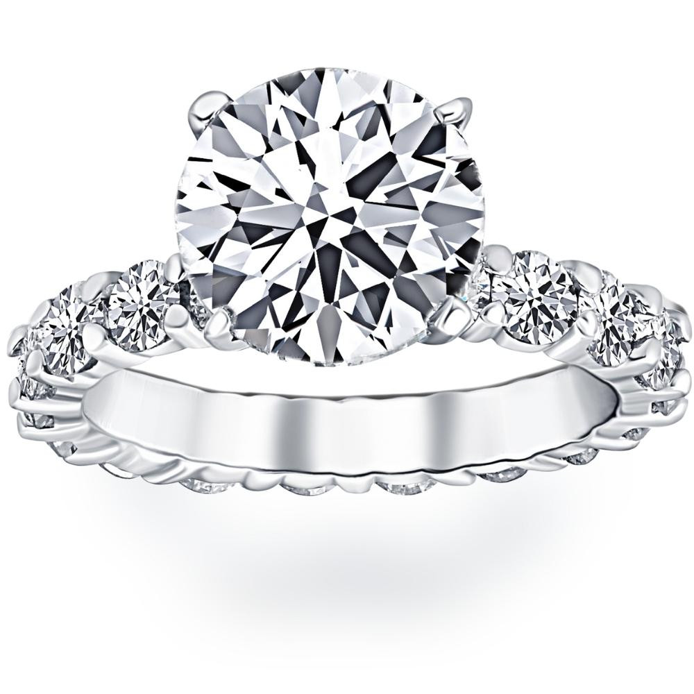 Certified 5 1/2Ct Diamond Eternity Engagement Ring 14k White Gold Lab Grown (G-H, VS)