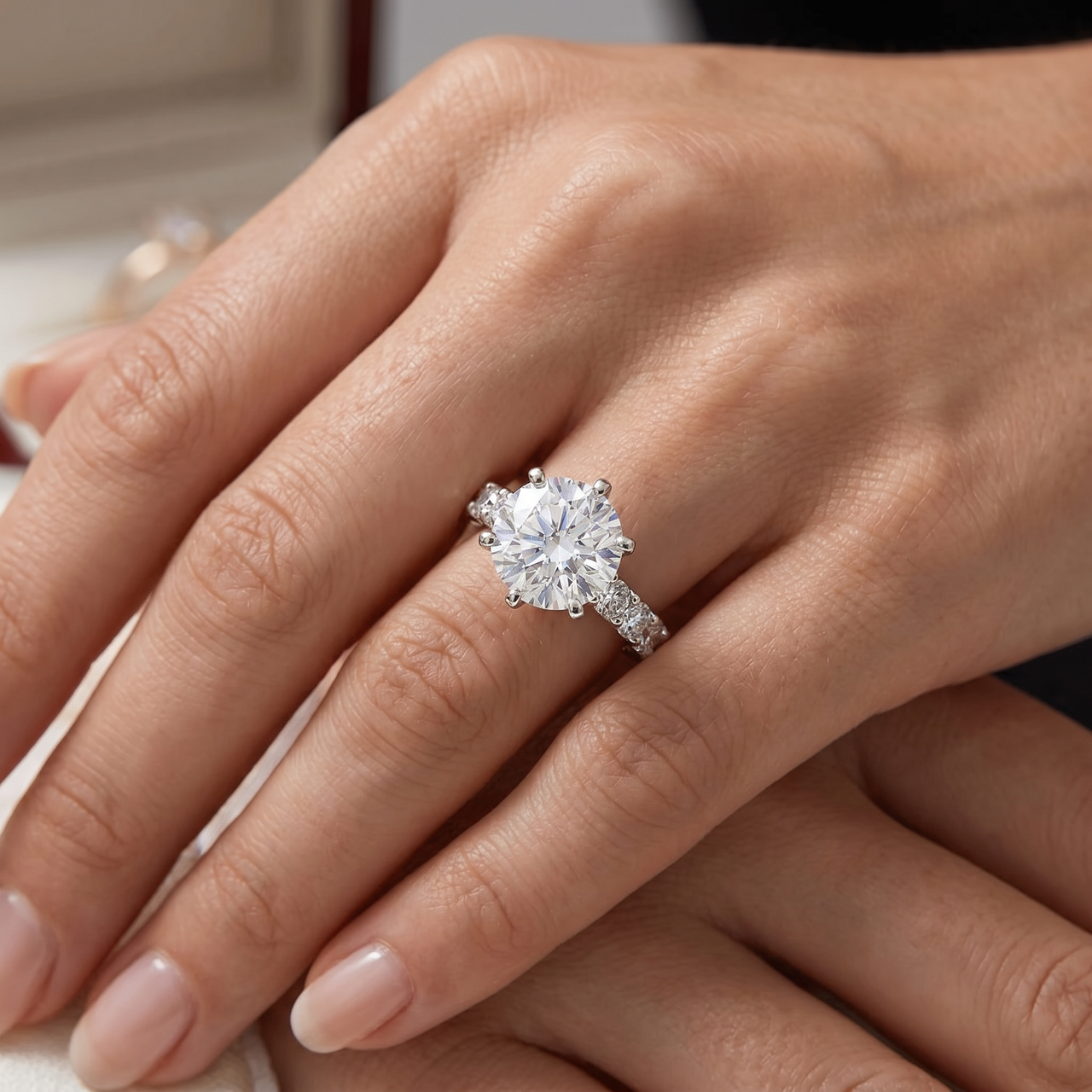 Certified 5 1/2Ct Diamond Eternity Engagement Ring 14k White Gold Lab Grown (G-H, VS)