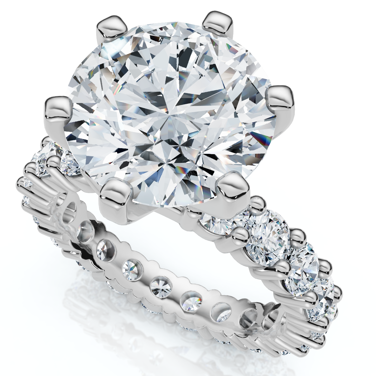 Certified 5 1/2Ct Diamond Eternity Engagement Ring 14k White Gold Lab Grown (G-H, VS)