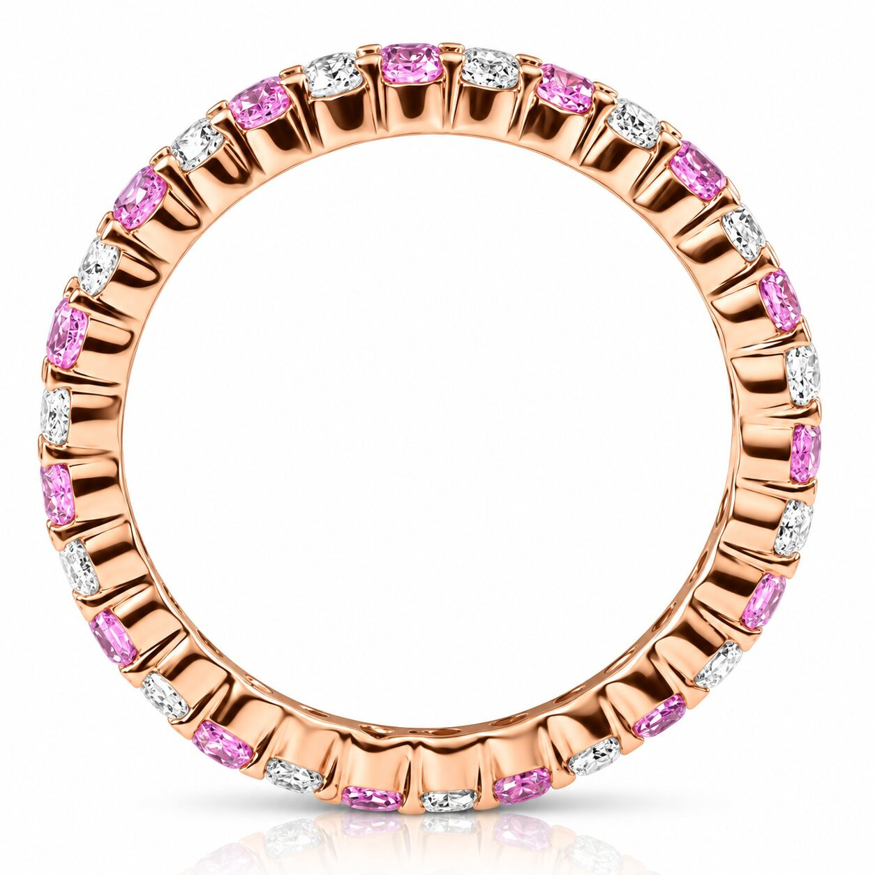 1 cttw Pink Sapphire & Diamond Wedding Eternity Ring 10k Rose Gold (G-H, I1)