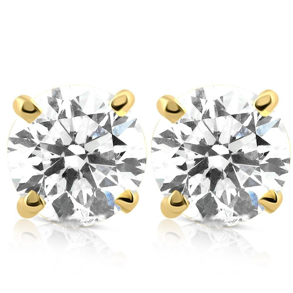 1.50ct Lab Grown Diamond Studs 14k Yellow Gold Screw Backs (F-G, VS)
