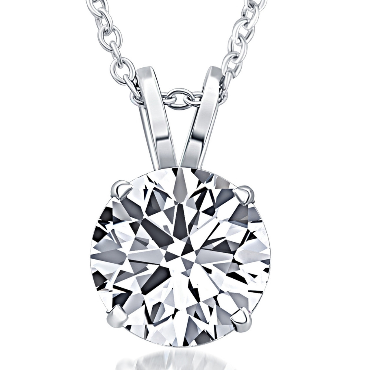 1 Carat E-VS2 Round Diamond Pendant 4 Prong Solitaire 14k Gold Bridal  Necklace - Etsy
