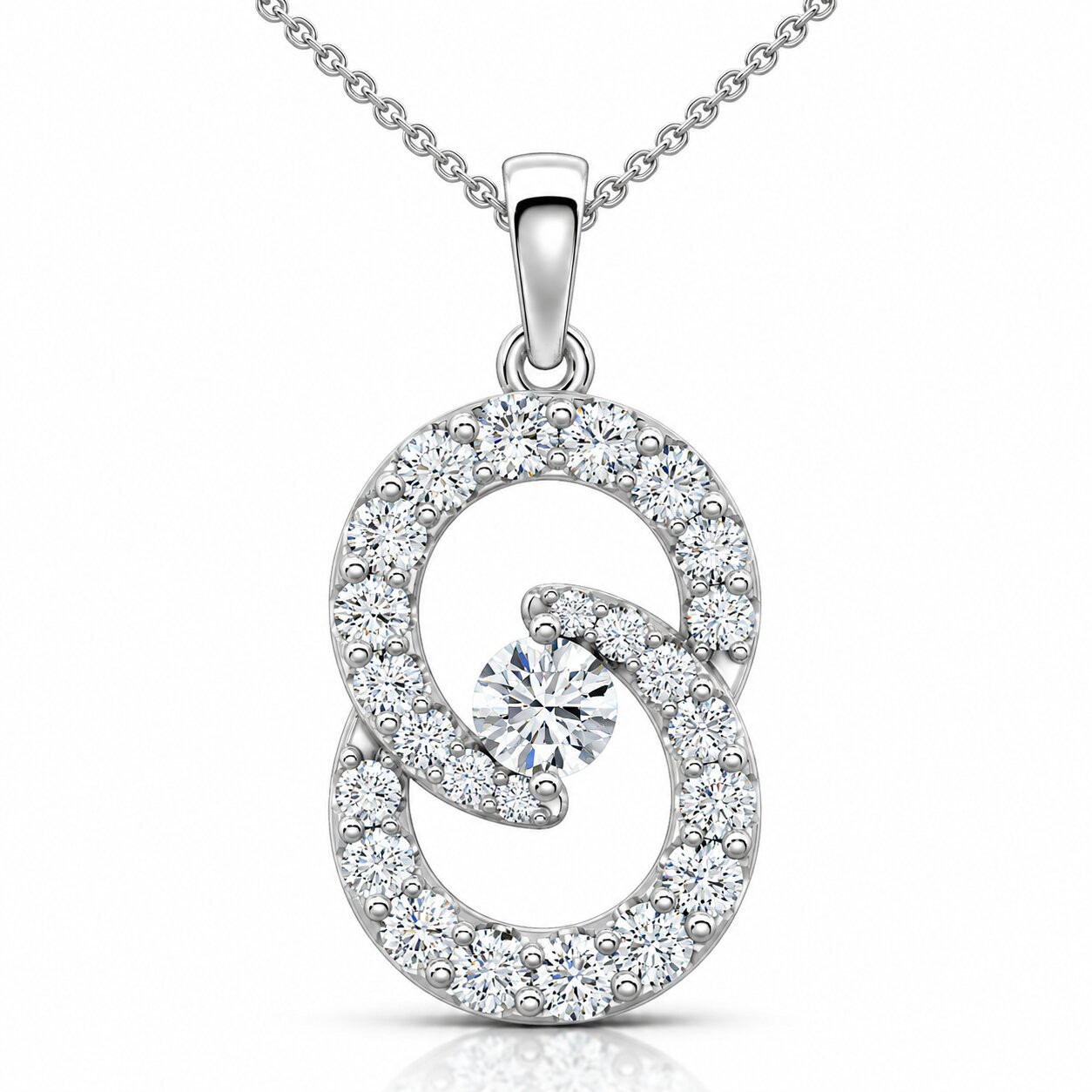 1Ct T.W. Circled By Love Diamond Pendant White Gold Womens Necklace Lab Grown (F-G, VS)