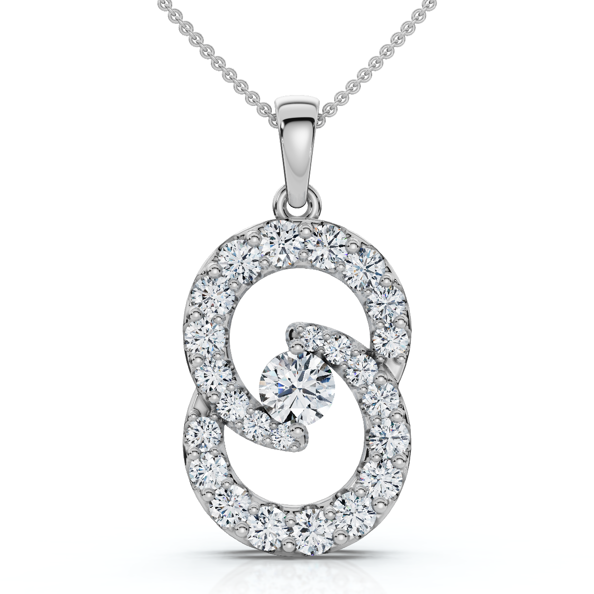 1Ct T.W. Circled By Love Diamond Pendant White Gold Womens Necklace Lab Grown (F-G, VS)