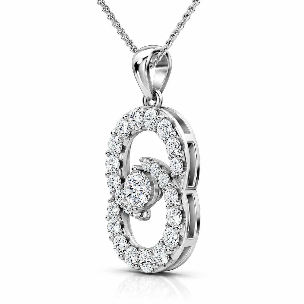 1Ct T.W. Circled By Love Diamond Pendant White Gold Womens Necklace Lab Grown (F-G, VS)