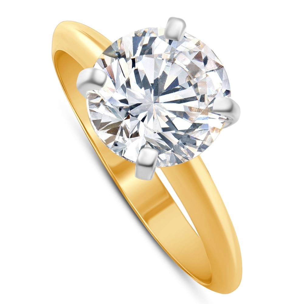 Certified 3Ct Diamond Solitaire 14k Yellow Gold Round Cut Engagement Ring Lab Grown (F-G, VS)