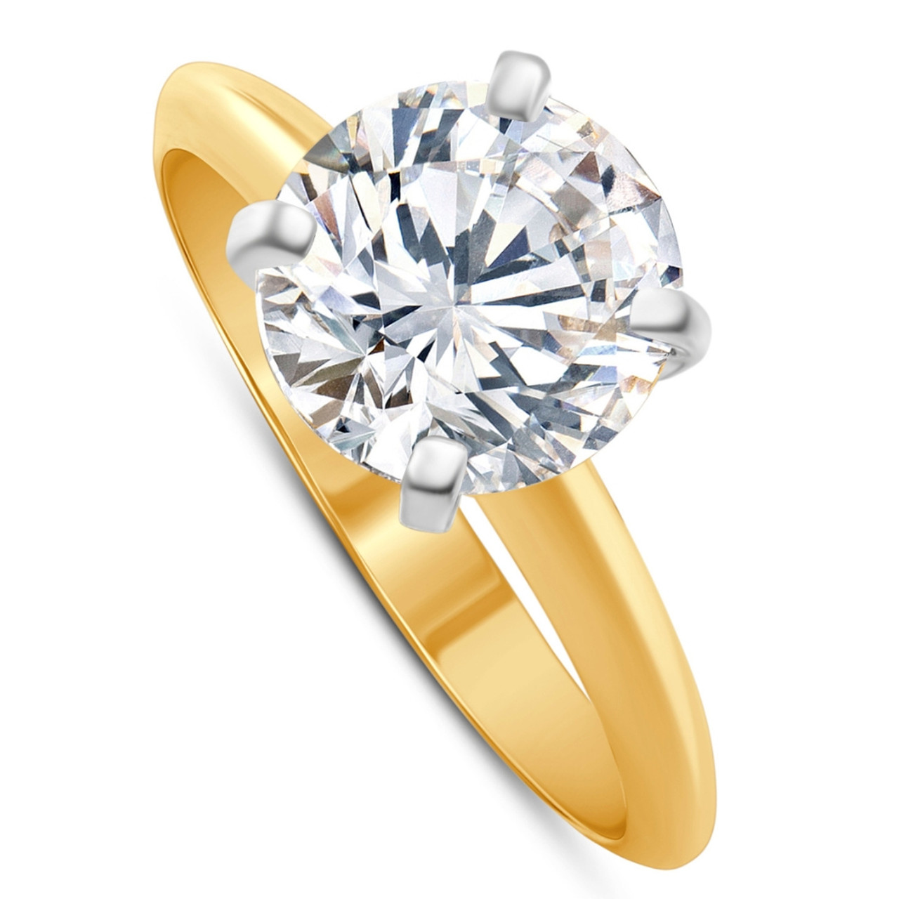 BGLG Hampton 5.5 Carat Round Lab-Grown Diamond Engagement Ring with Large Graduating Side Lab-Diamonds - 14K Yellow Gold