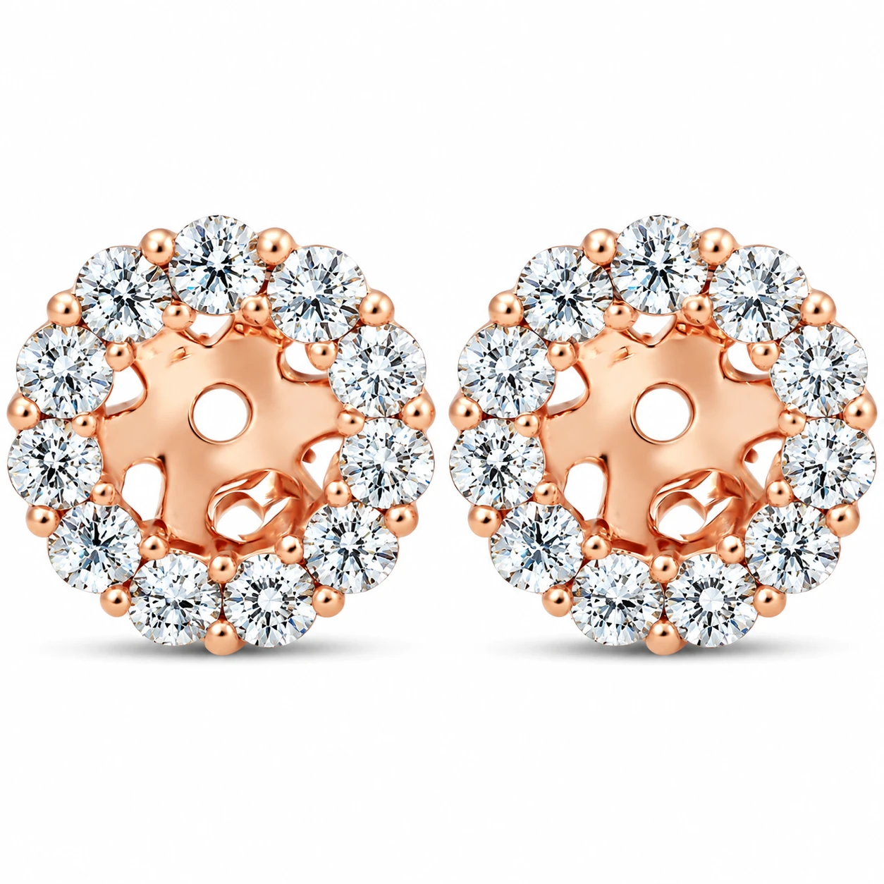 3/8ct Halo Diamond Earring Jackets 14K Rose Gold (4mm) (H-I, I2-I3)