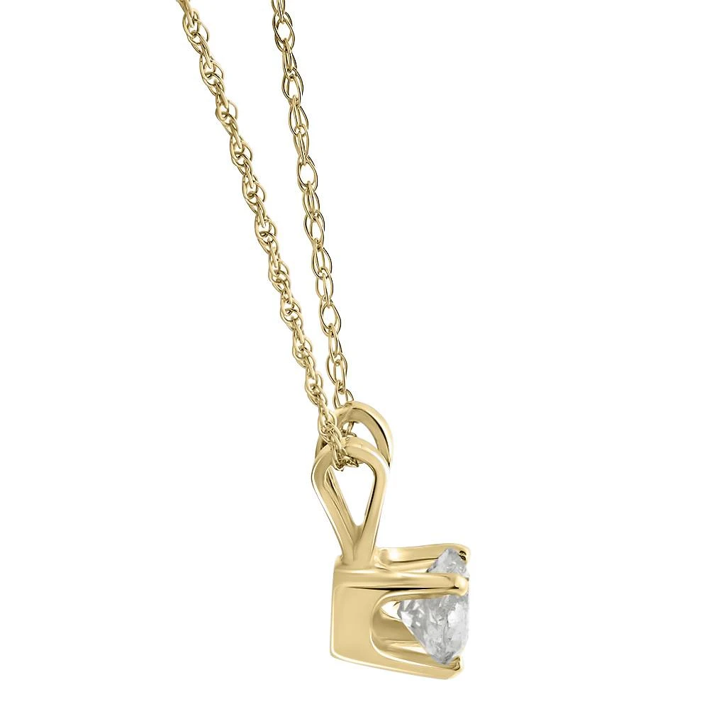 14k Yellow Gold 1/5ct Round Solitaire Real Diamond Pendant (H-I, I1)