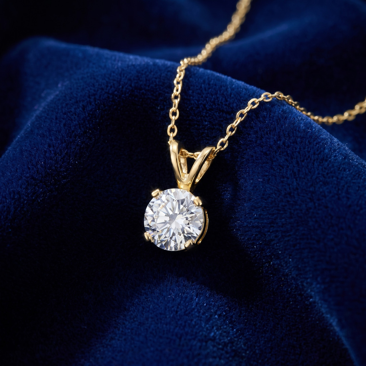 14k Yellow Gold 1/5ct Round Solitaire Real Diamond Pendant (H-I, I1)