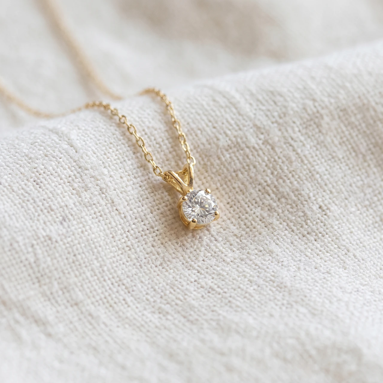14k Yellow Gold 1/5ct Round Solitaire Real Diamond Pendant (H-I, I1)