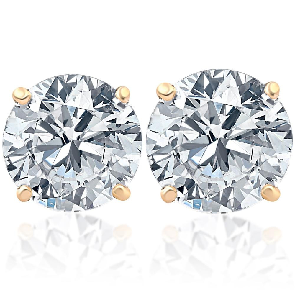 2 Ct TW Real Diamond Studs With Screw Backs in 14k White or Yellow Gold (I-J, I2-I3)