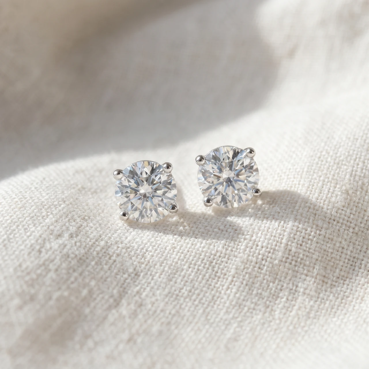 2 Ct TW Real Diamond Studs With Screw Backs in 14k White or Yellow Gold (I-J, I2-I3)