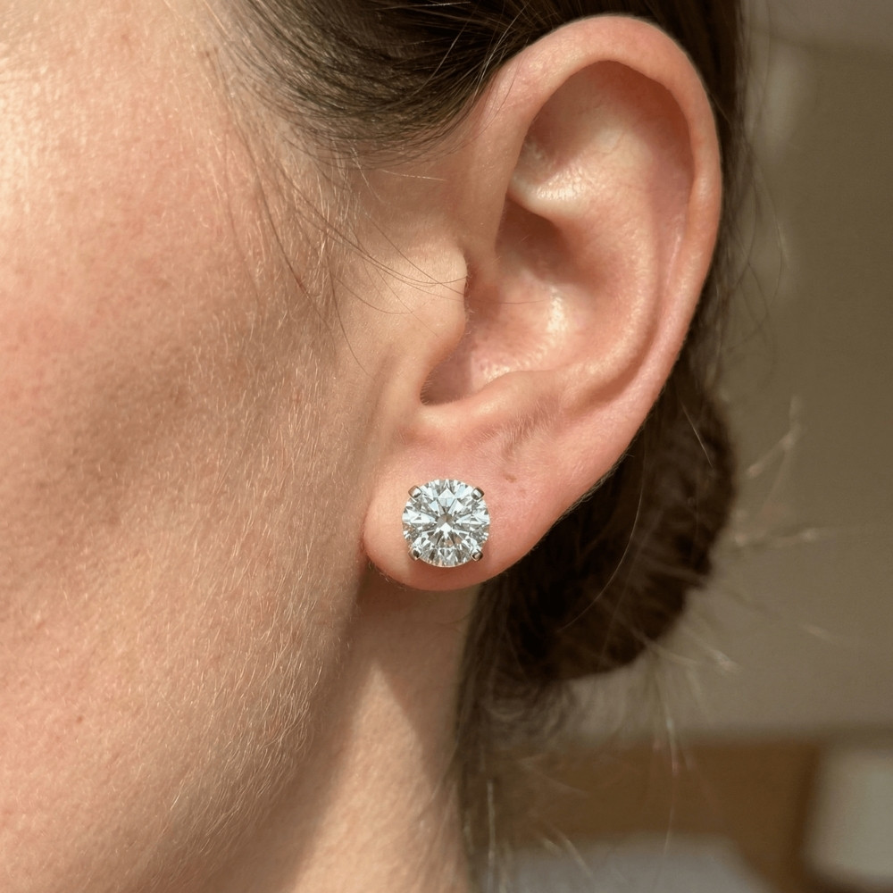 2 Ct TW Real Diamond Studs With Screw Backs in 14k White or Yellow Gold (I-J, I2-I3)