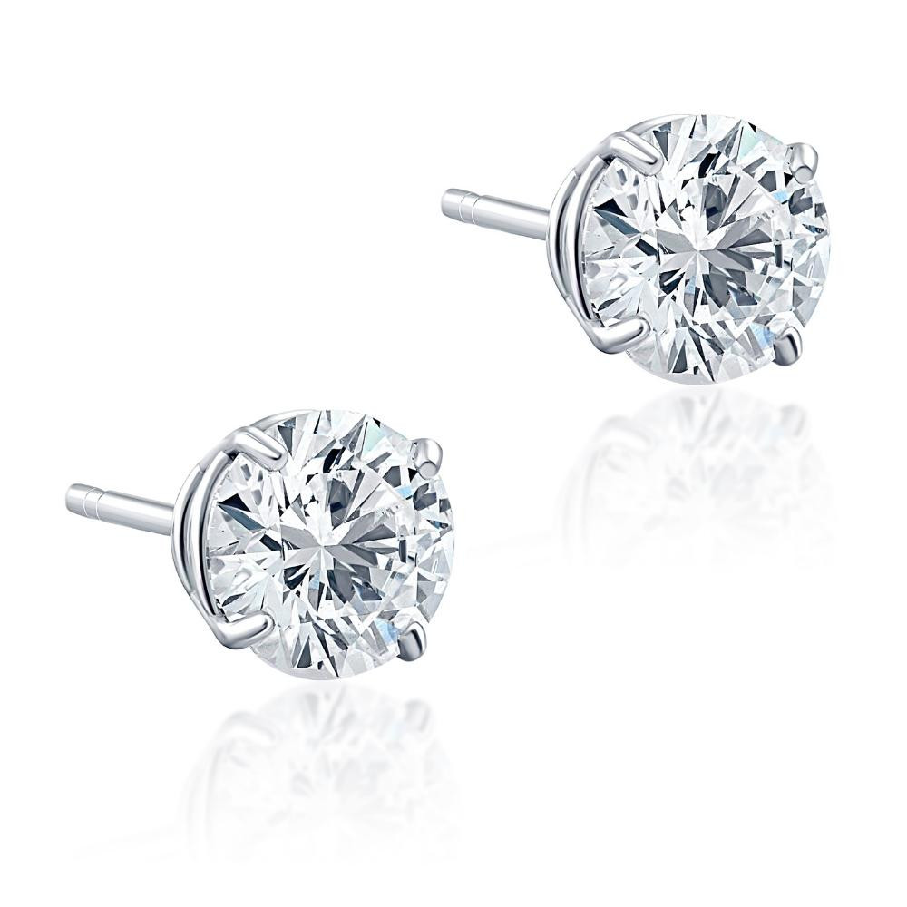 1 1/2ct Lab Grown Diamond Studs 14k White Gold Earrings (F-G, VS)