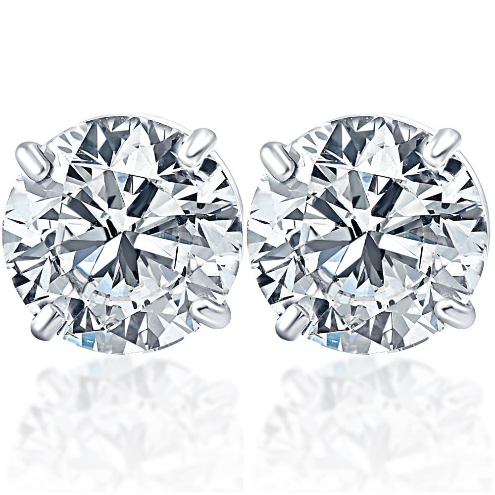 1 1/2ct Lab Grown Diamond Studs 14k White Gold Earrings (F-G, VS)