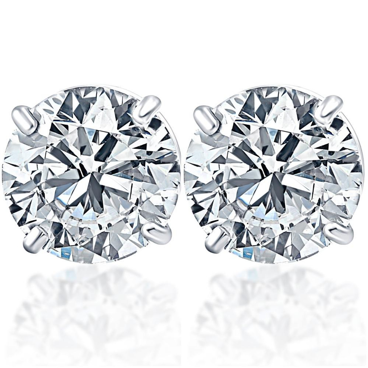 Lab Grown Diamond Stud Earrings Round 2.00 Ct. Tw. (f-g, VS) 14K White Gold 4-Prong Basket